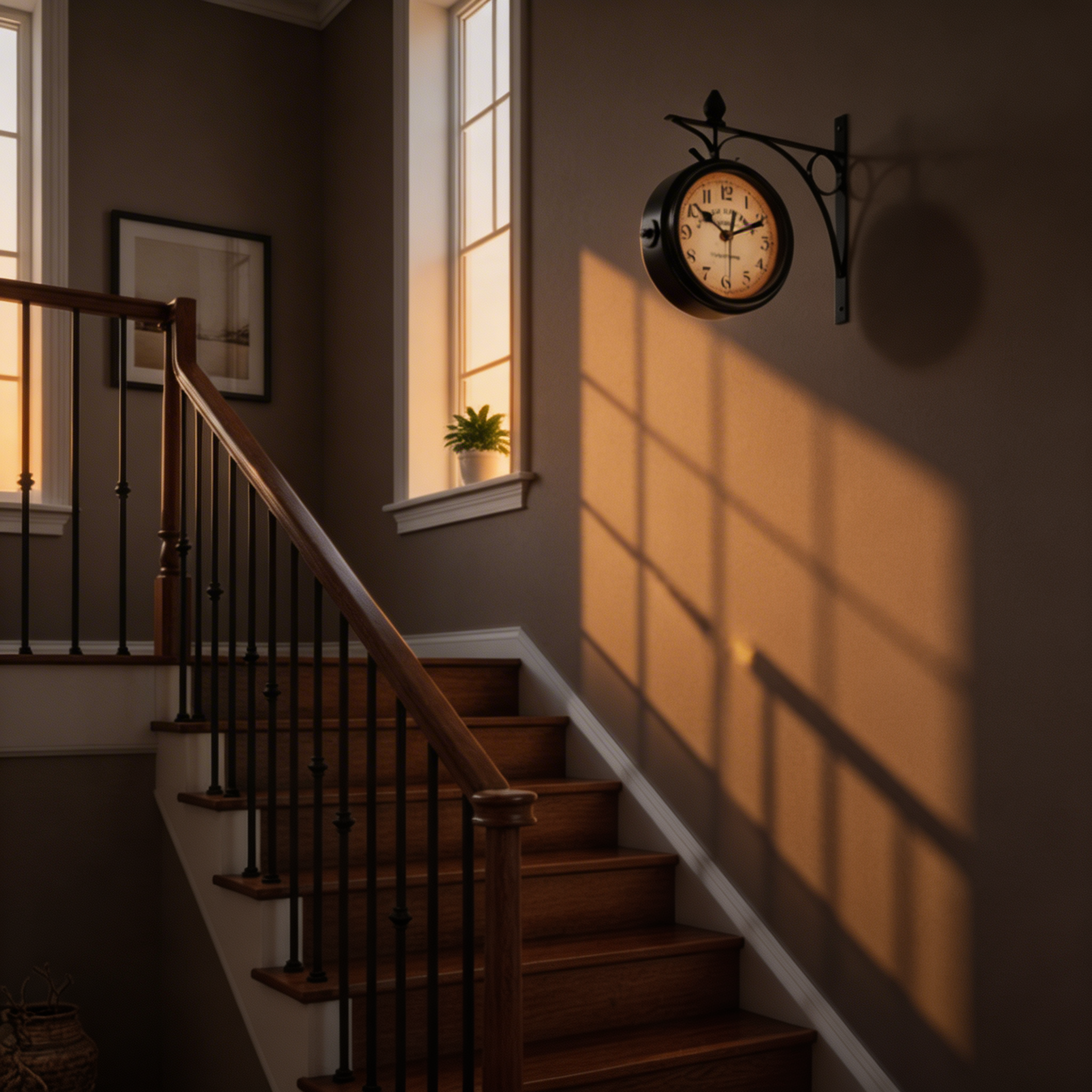 Double-Sided Vintage Wall Clock – Classic Station Design