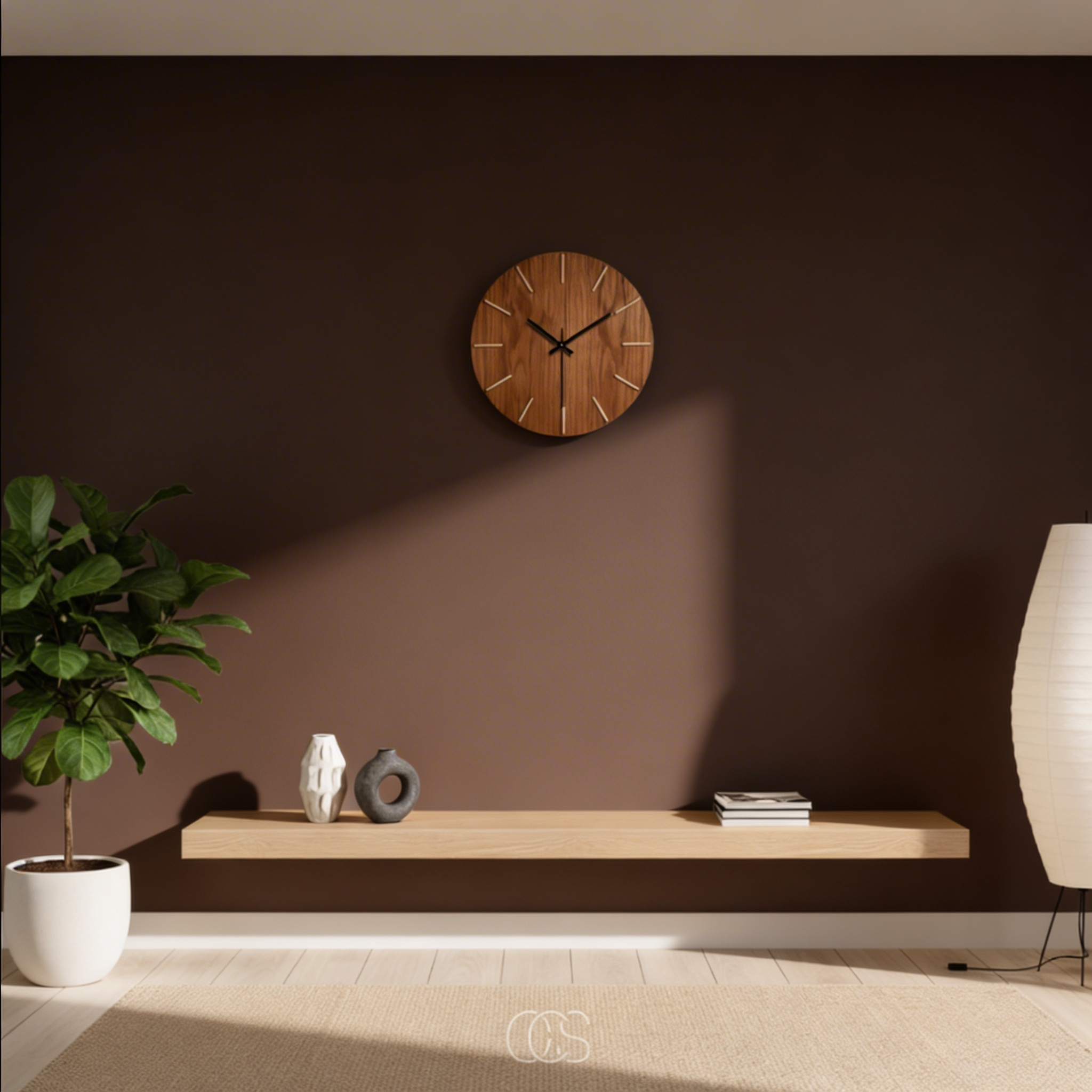 Wooden Minimalist Silent Wall Clock – Solid Oak