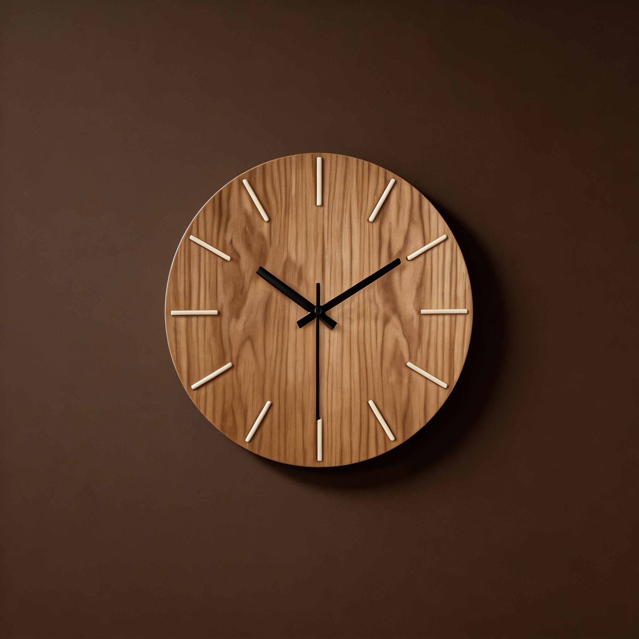 Wooden Minimalist Silent Wall Clock – Solid Oak