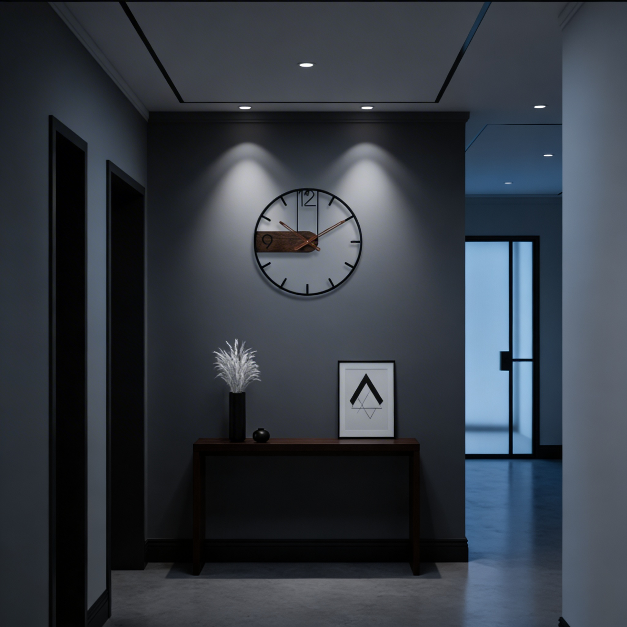 Chic Silent Wall Clock – Walnut & Metal Design