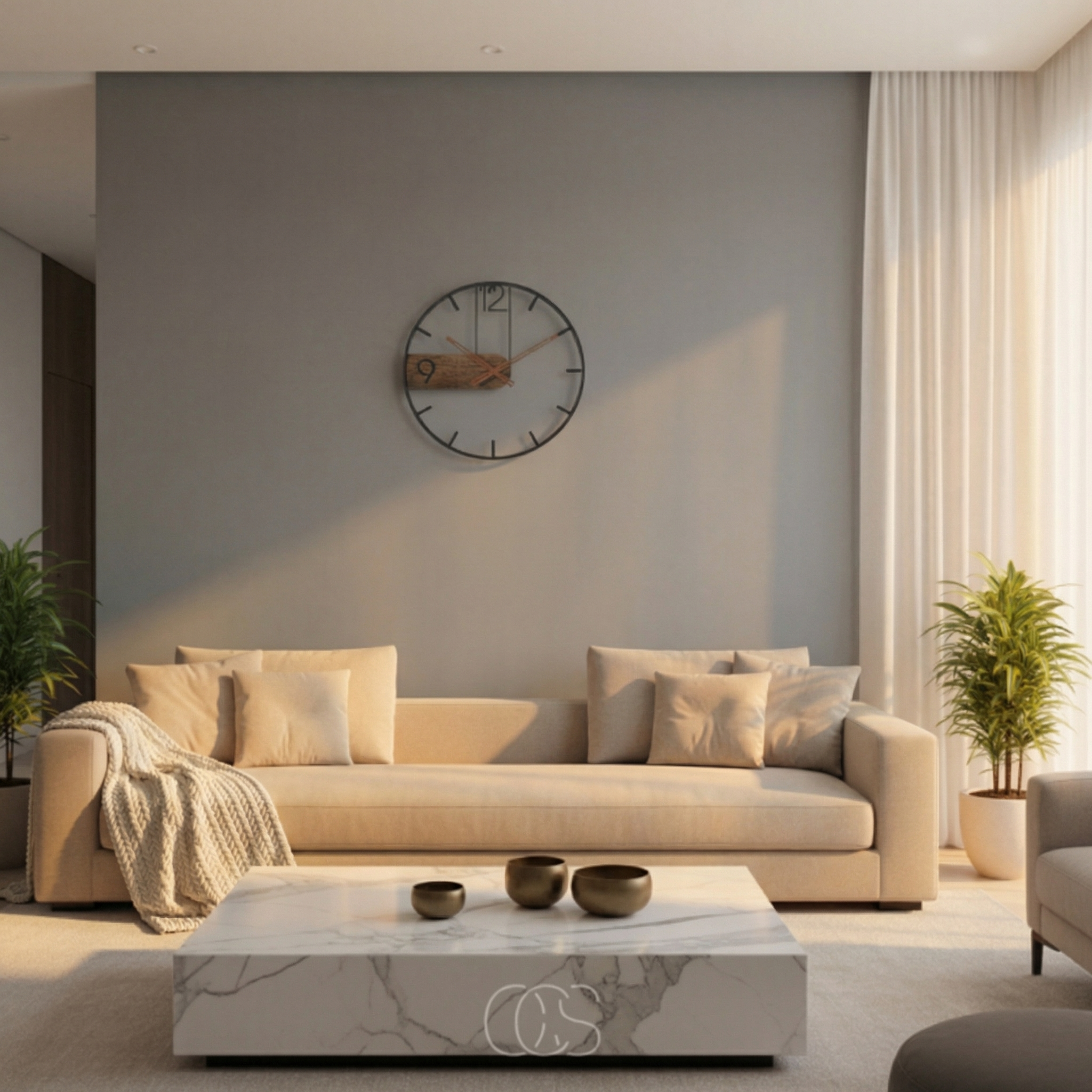 Chic Silent Wall Clock – Walnut & Metal Design