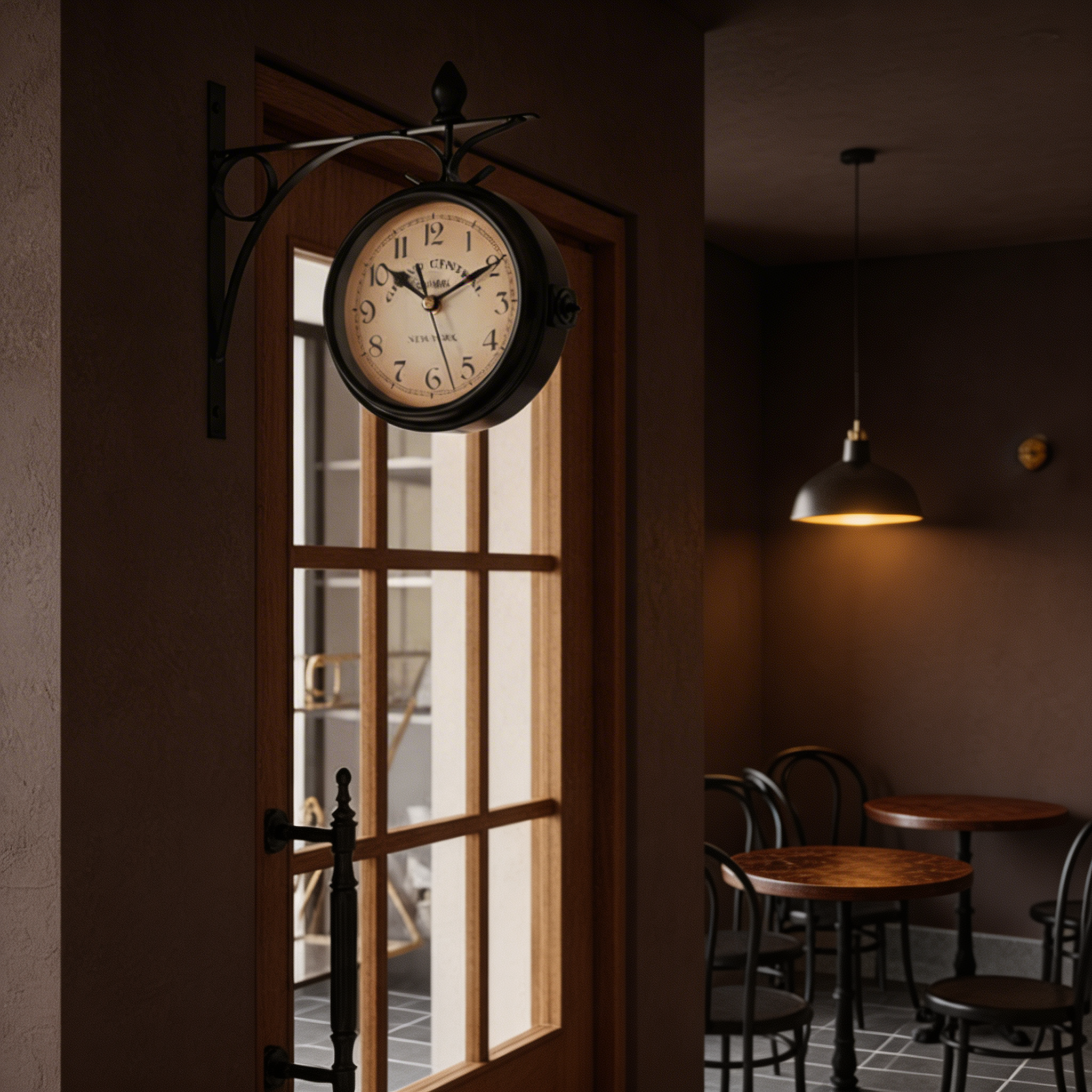 Double-Sided Vintage Wall Clock – Classic Station Design