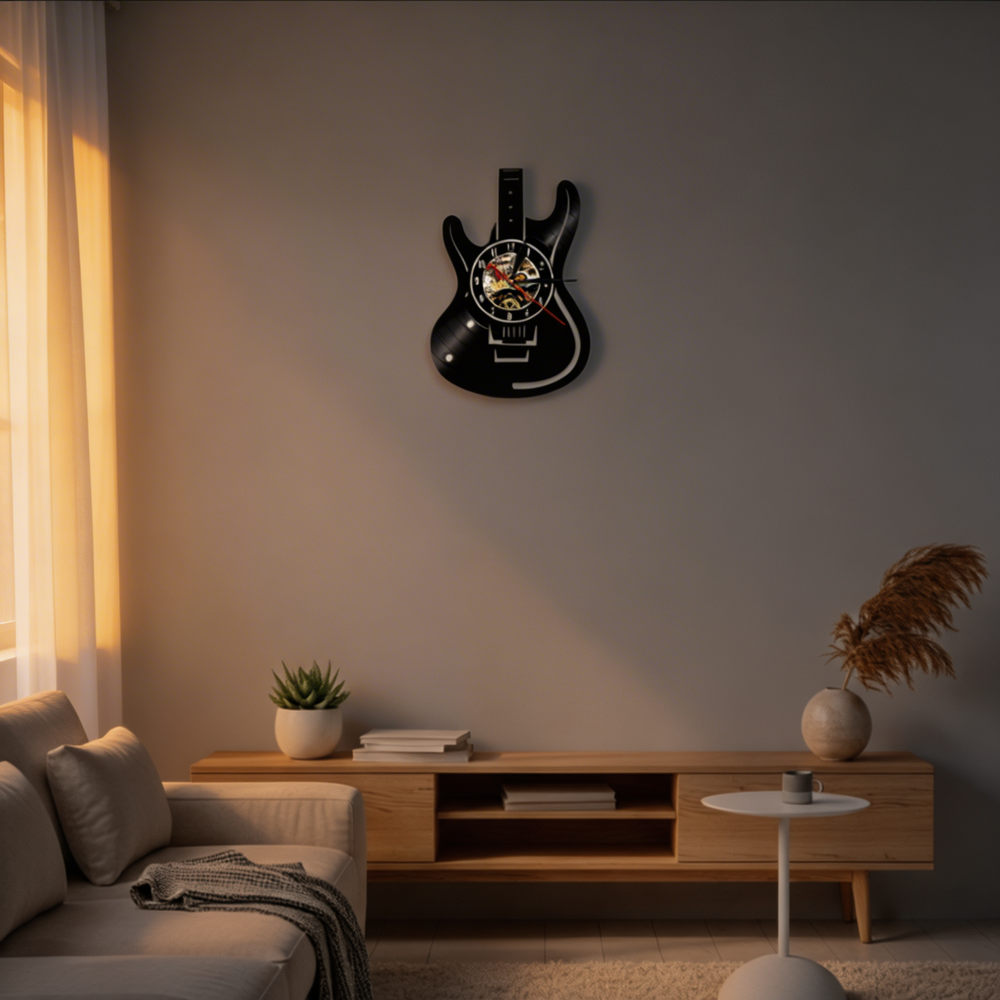 Guitar Vinyl Wall Clock – Music-Inspired Design