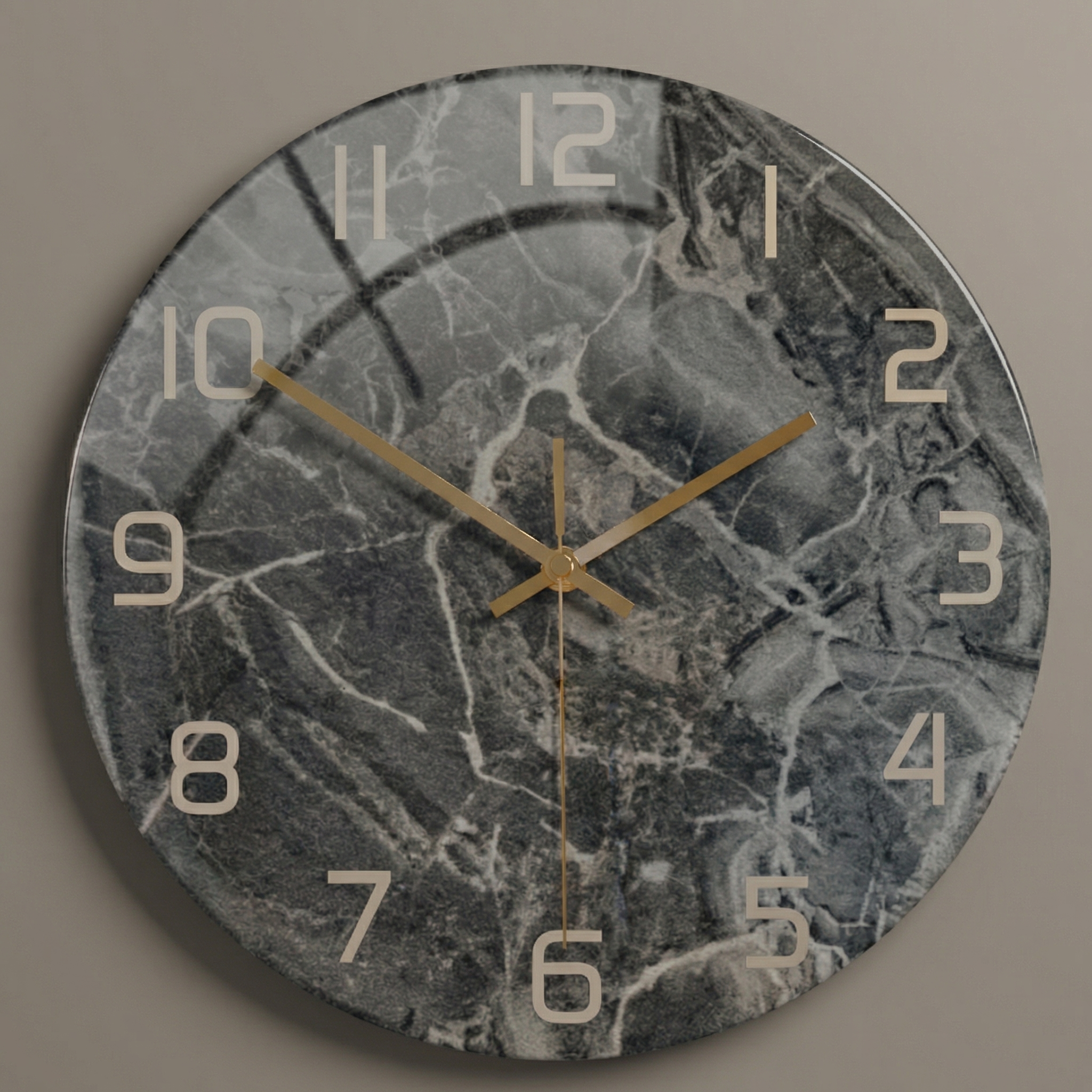Marble-Effect Silent Wall Clock – Modern Design