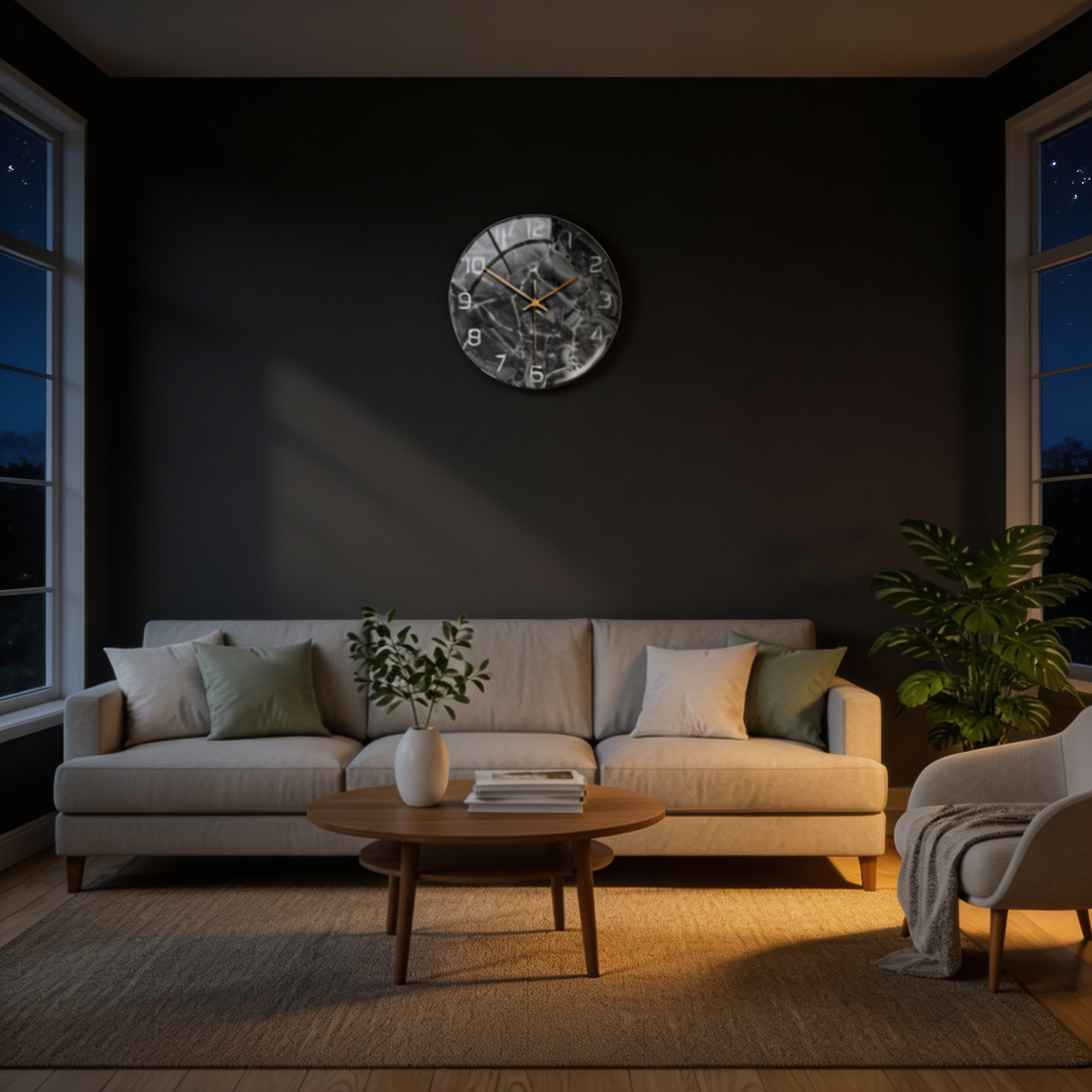 Marble-Effect Silent Wall Clock – Modern Design