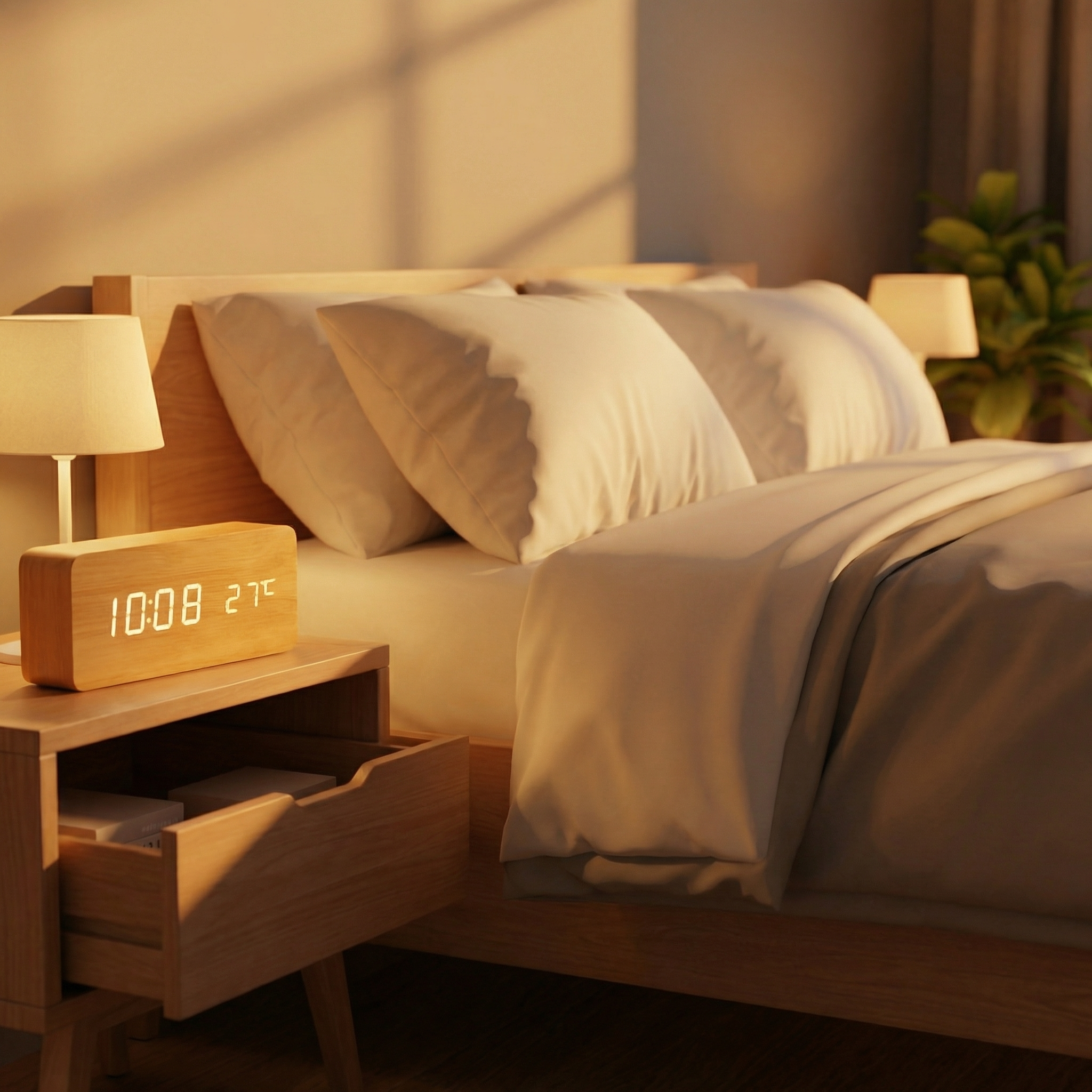Multifunctional Digital Alarm Clock with Wireless Charging – LED Display