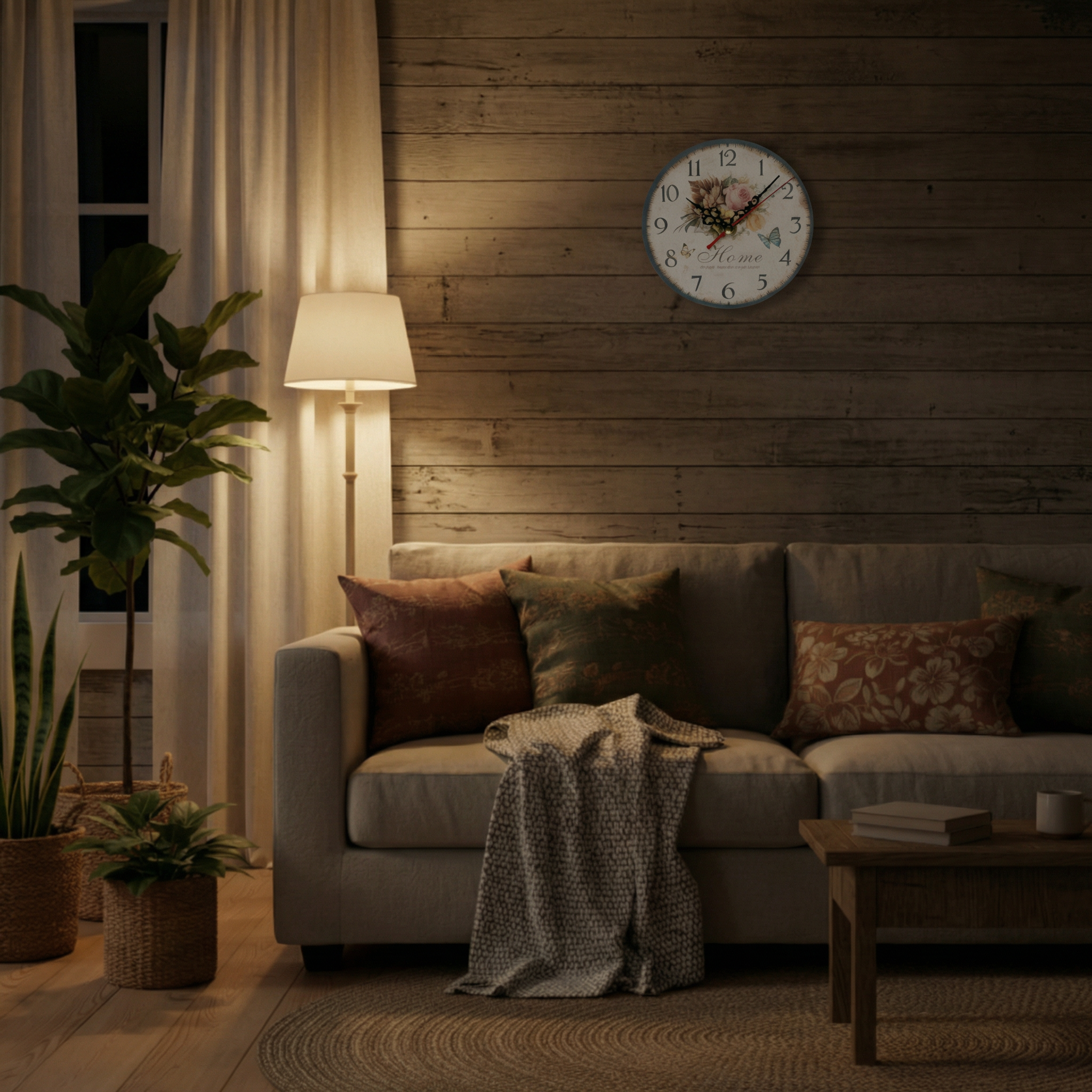 Silent Blue Round Wall Clock – Nautical Design