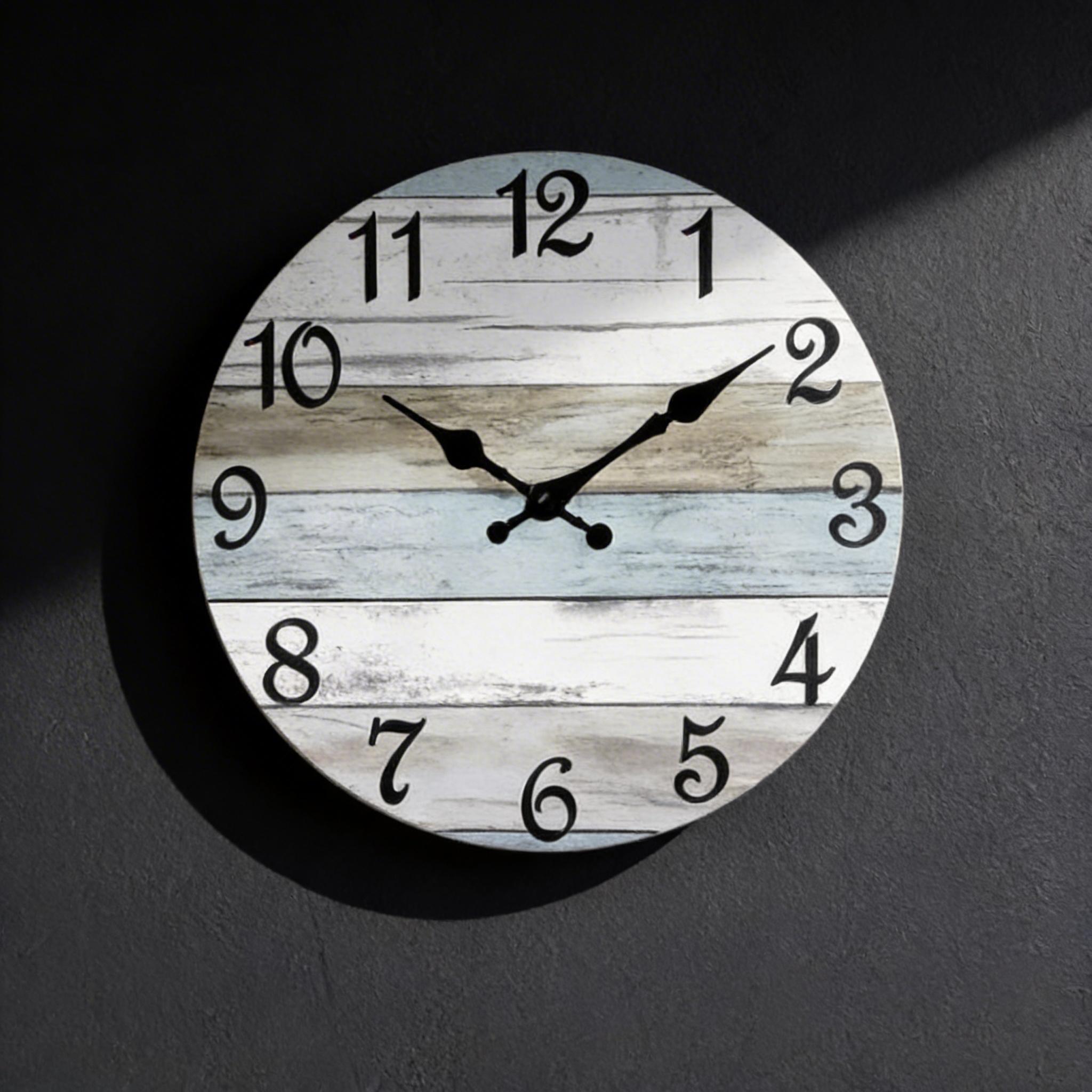 Silent Blue Round Wall Clock – Nautical Design