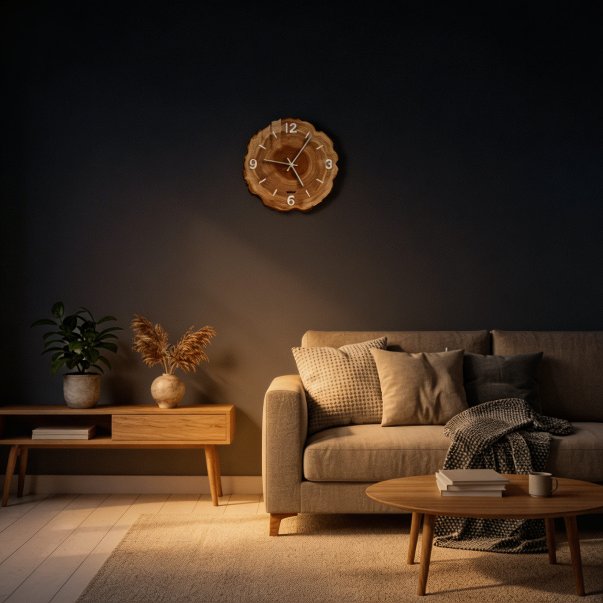 Silent Wooden Wall Clock – Natural Look Design