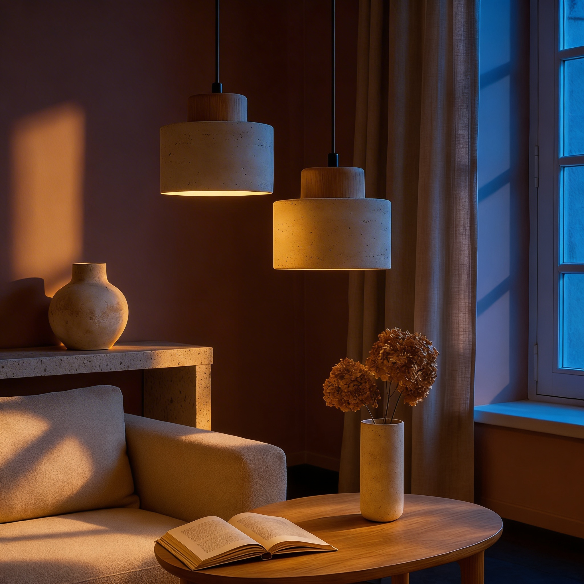 Travertine Stone Pendant Light – Natural Minimalist Design