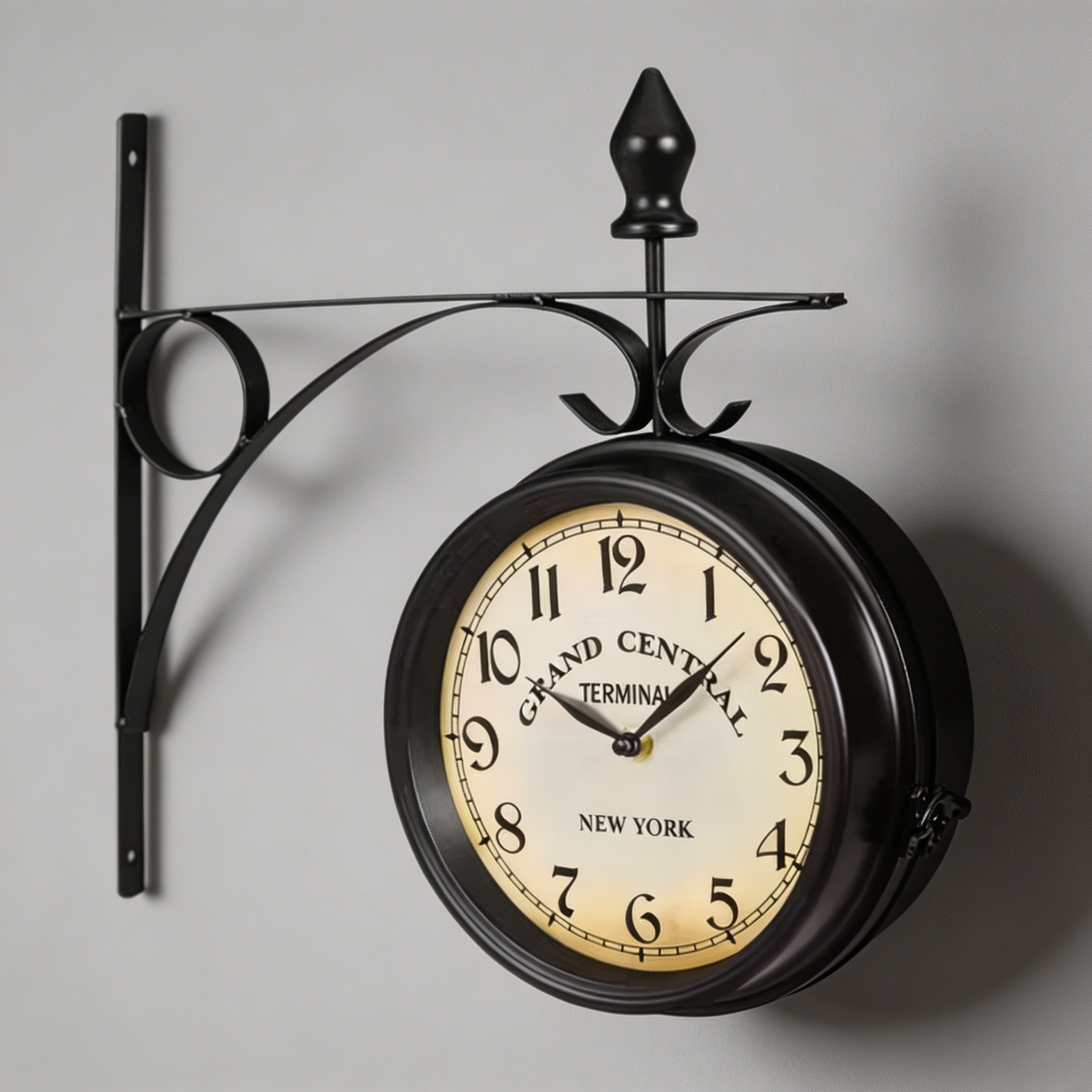 Double-Sided Vintage Wall Clock – Classic Station Design