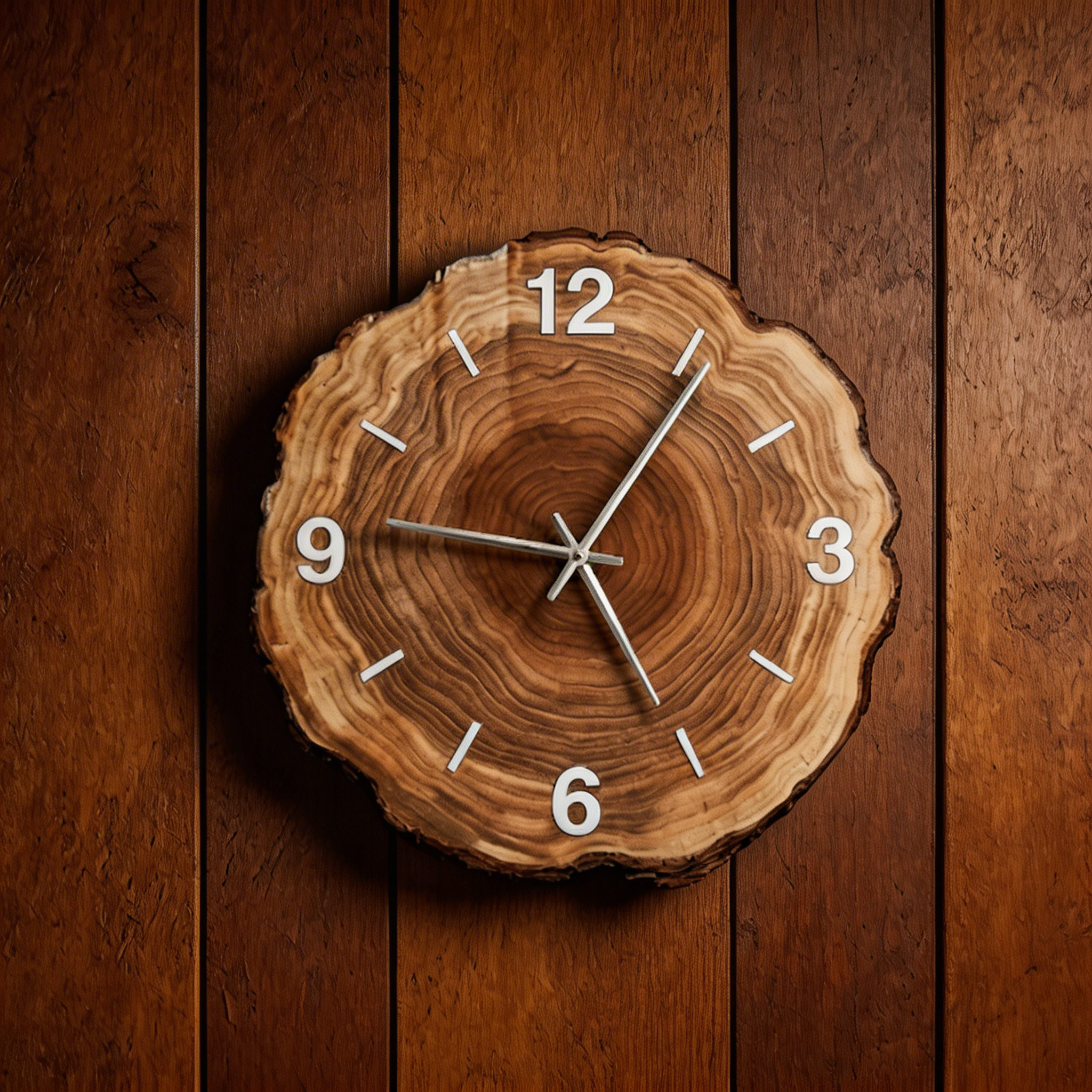 Silent Wooden Wall Clock – Natural Look Design