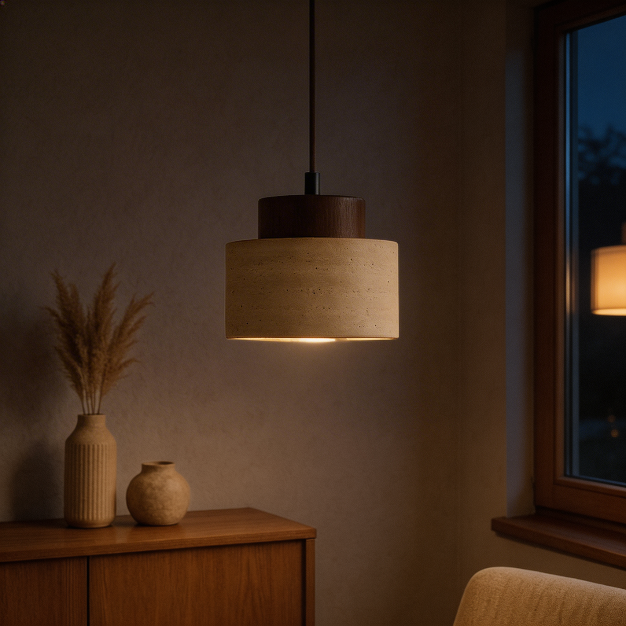 Travertine Stone Pendant Light – Natural Minimalist Design